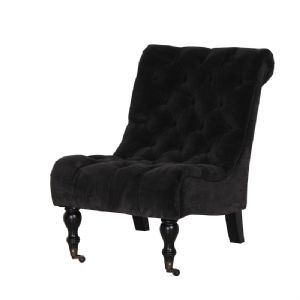 Allure Black Velvet Buttoned Armchair